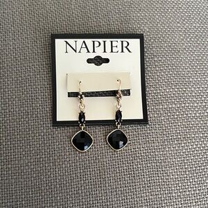 Napier, Elegant Black and Gold Geometric Earrings